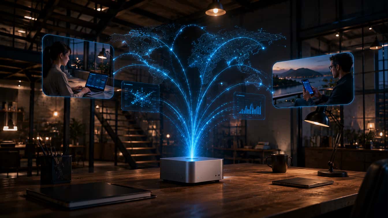 Directing the home system from a phone in another city