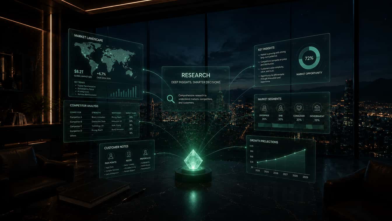 A holographic business development plan projected in a night office above the city